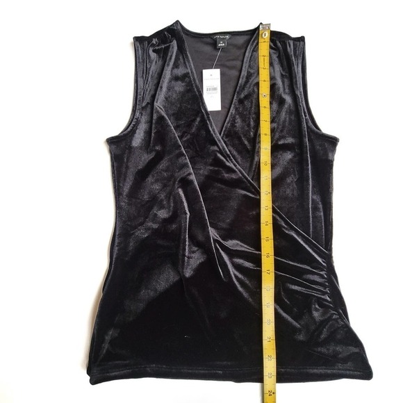 New Ann Taylor XS Black Velvet Wrap Top Blouse Shell NWT - Picture 3 of 4